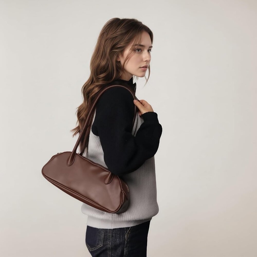 Women Coffee PU Leather Shoulder Purse Elegant Swing Bag for daily use Wor - Picture 2 of 7